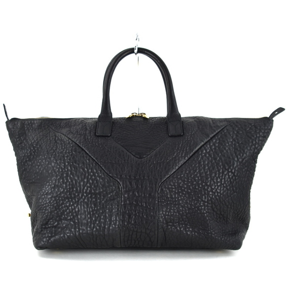 Saint Laurent Embossed Leather Bag Black Yves  Boston Handbag Mini - Picture 1 of 16